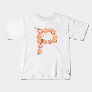 Letter P Floral Kids T-Shirt